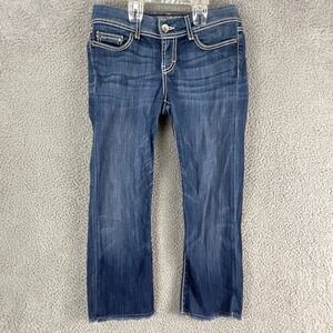 BKE Addison Bootcut Capri Jeans Womens 26 Blue Excellent Raw Hem Contrast Stitch